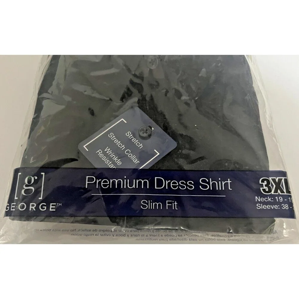 George Men's Slim Fit Stretch Collar Long Sleeve Dress Shirt Size 3XL - NWT